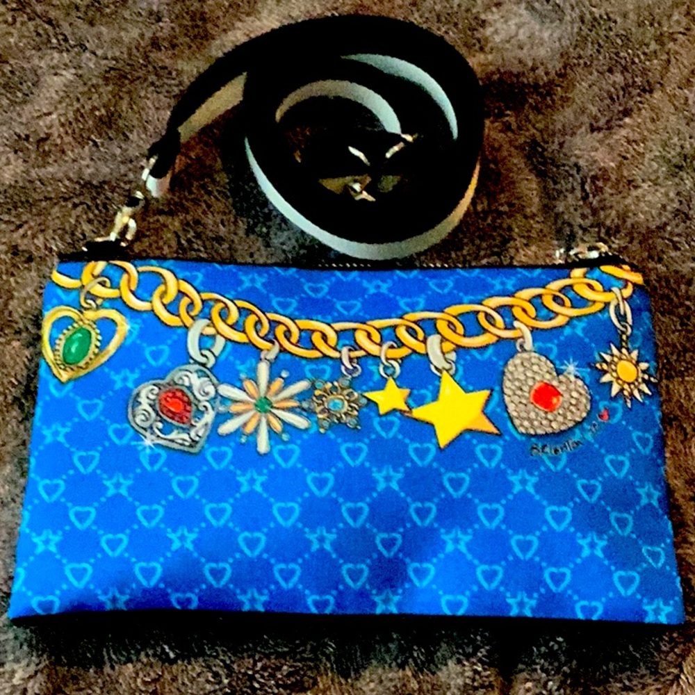 Brighton Glam Girl Crossbody Pouch Multicolor With Long Black and White  Strap